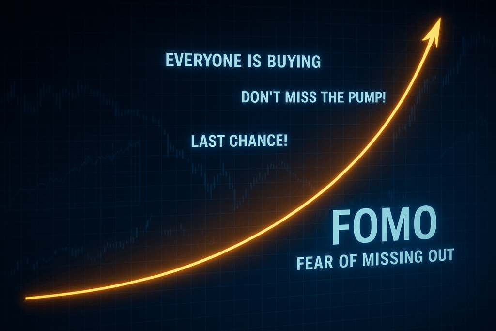 FOMO Chart zeigt Fear of missing out und sein meaning als emotionalen Druck beim Investieren.