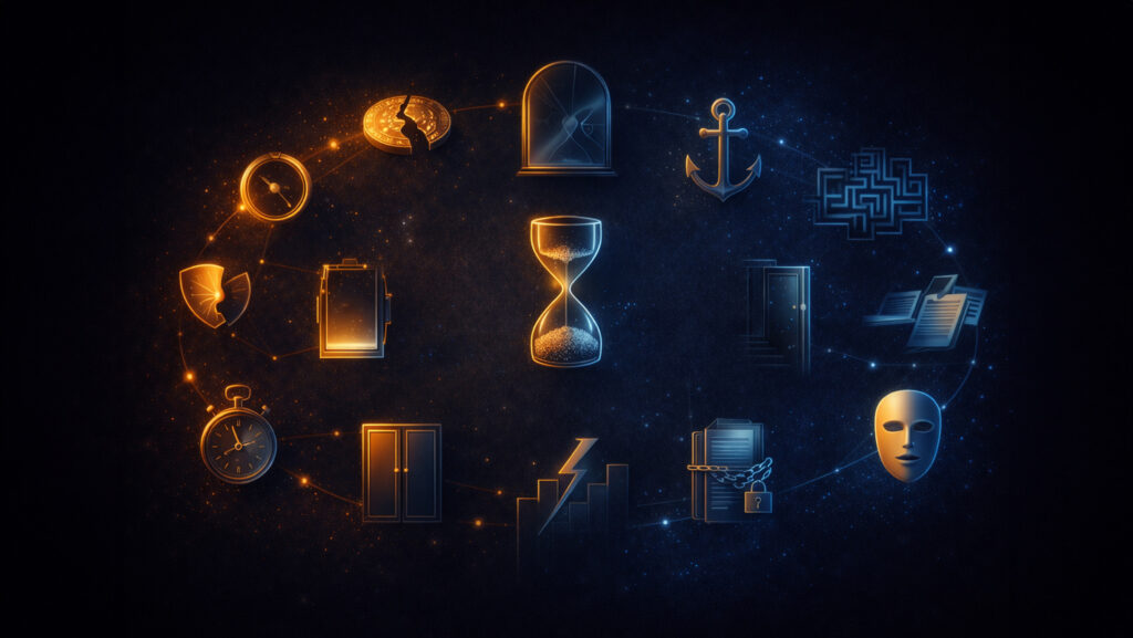 Psychologische Fehler bei Edelmetallen verstehen – symbolische Darstellung von Denkfehlern und Emotionen bei Gold, Silber, Platin und Palladium