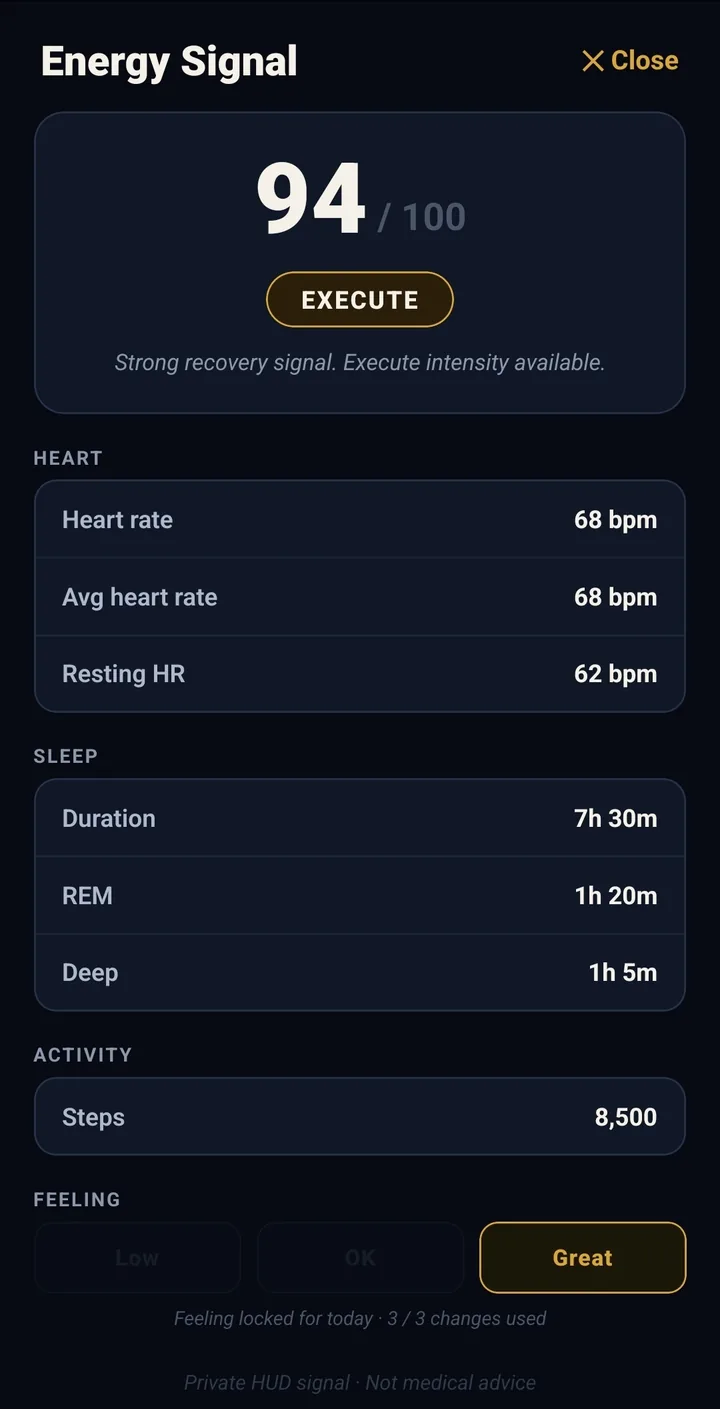 HerzLeveling App: Energy Signal